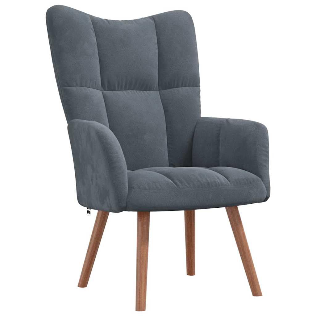 vidaXL Dark Gray Velvet Relaxing Chair - Modern Design with Steel Frame - Plush Foam Padding Seat, Wooden Legs, Soft Touch Velvet Upholstery